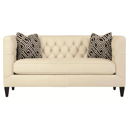 Leather Loveseat with Button Tufted Back